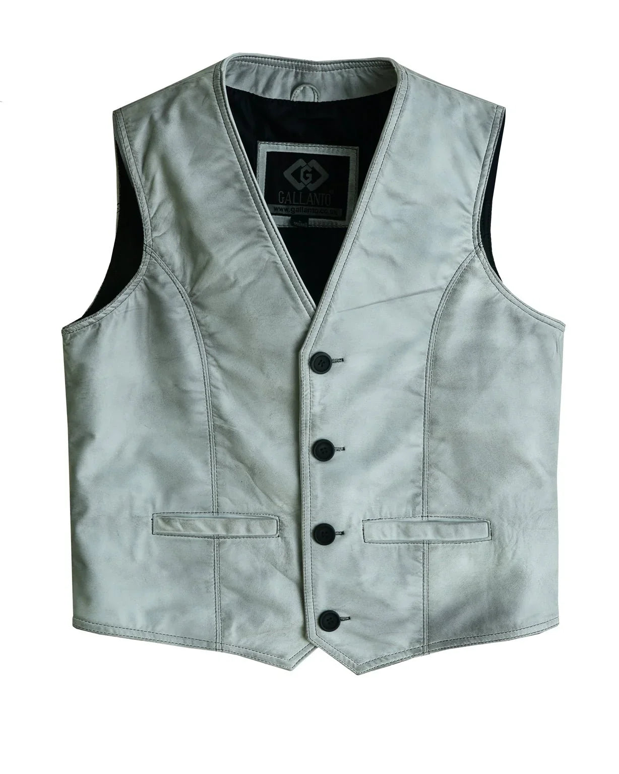 classic mens buttoned leather waistcoat biker vest in black, brown, tan or blue -