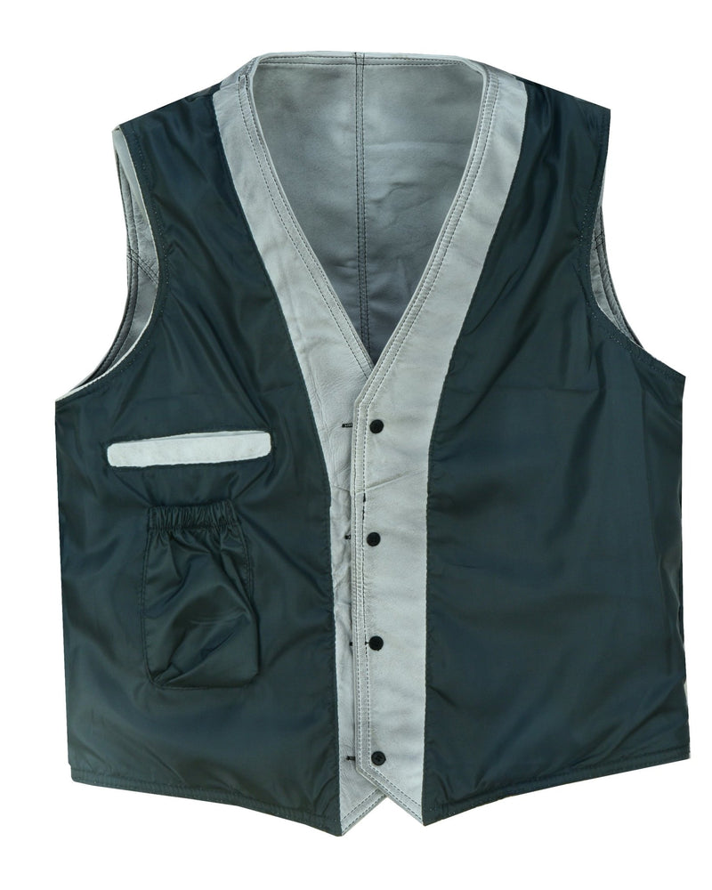 Classic Mens Buttoned Leather Waistcoat Biker Vest in Black, Brown, Tan or Blue -