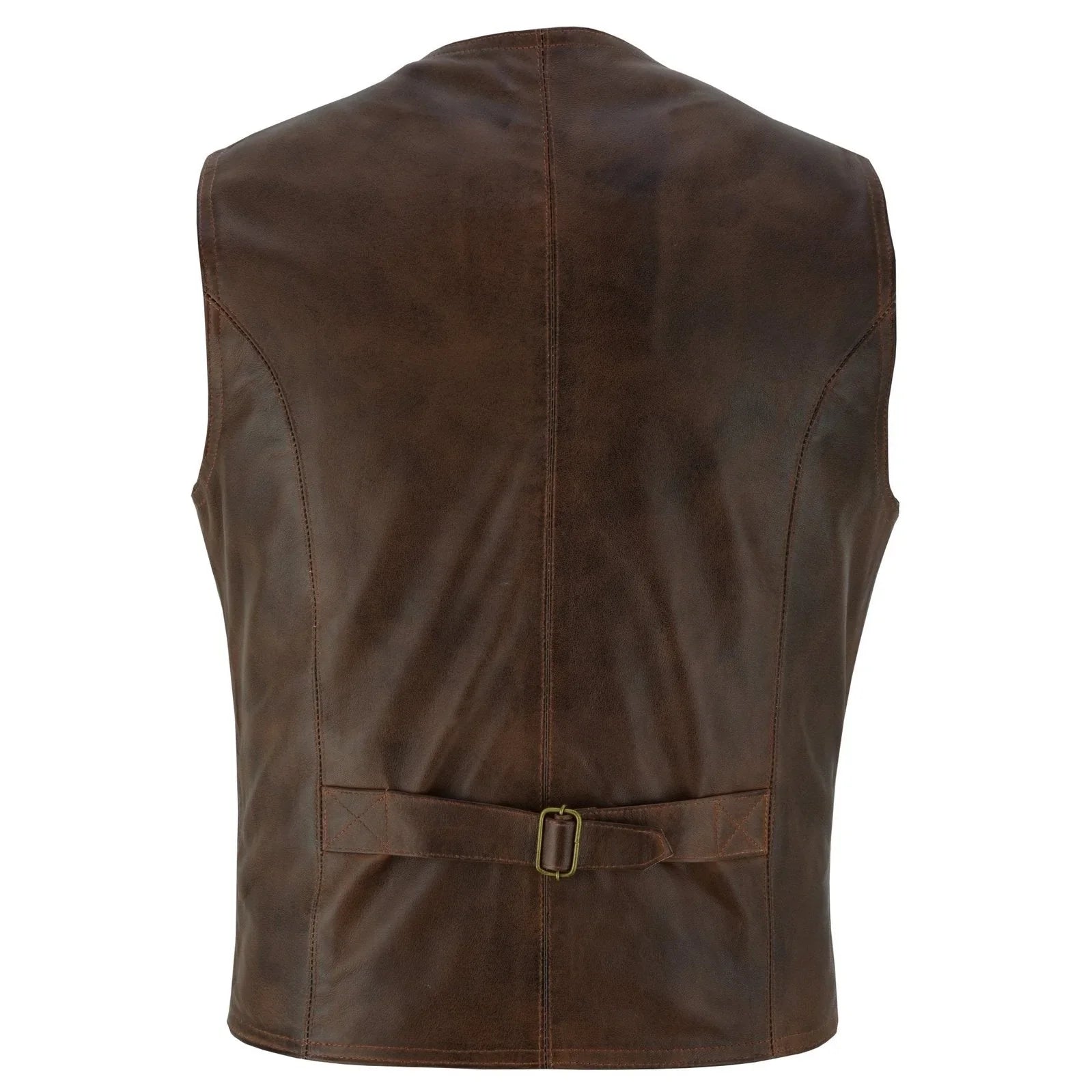 Men Biker Vest Black Leather Waistcoat Jacket with Chrome Hooks - CH-BLK main image 1