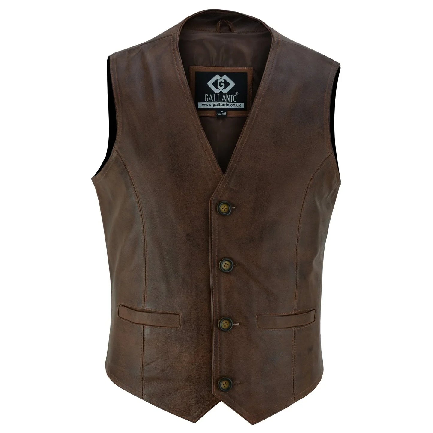 classic mens buttoned leather waistcoat biker vest in black or tan -