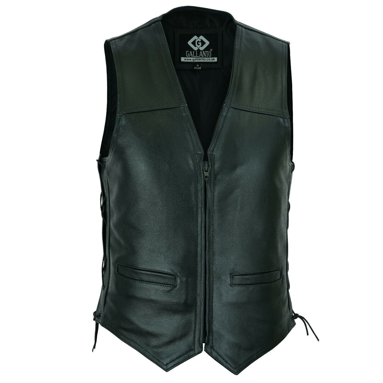 Classic Mens Real Leather Biker Motorcycle Zip Vest Waistcoat Black or Brown