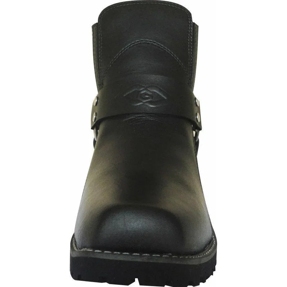 classic motorcycle biker leather harness short boots antislip sole -