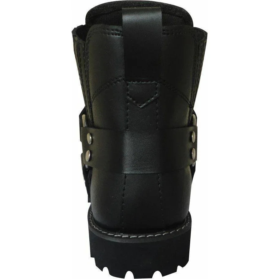 Classic Motorcycle Biker Leather Harness Short Boots Antislip Sole -
