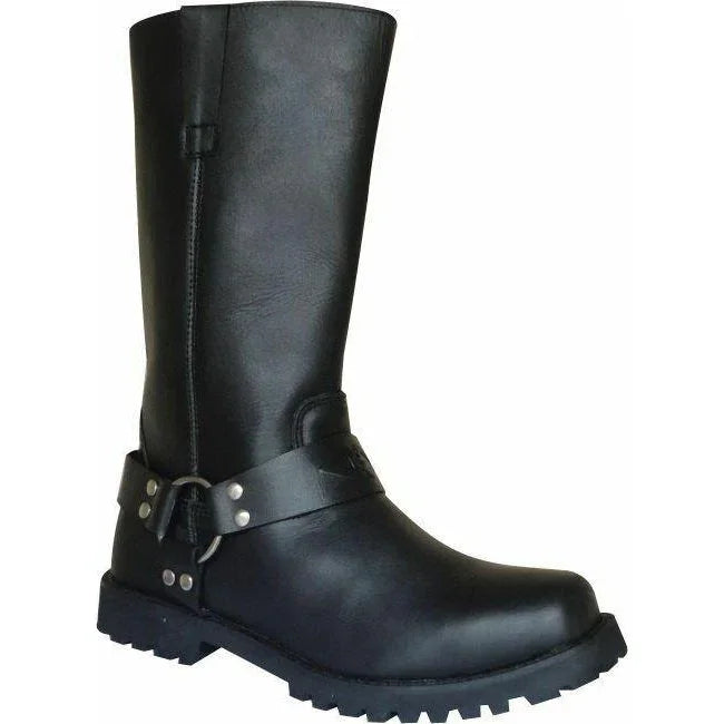 classic motorcycle leather harness biker boot antislip sole -