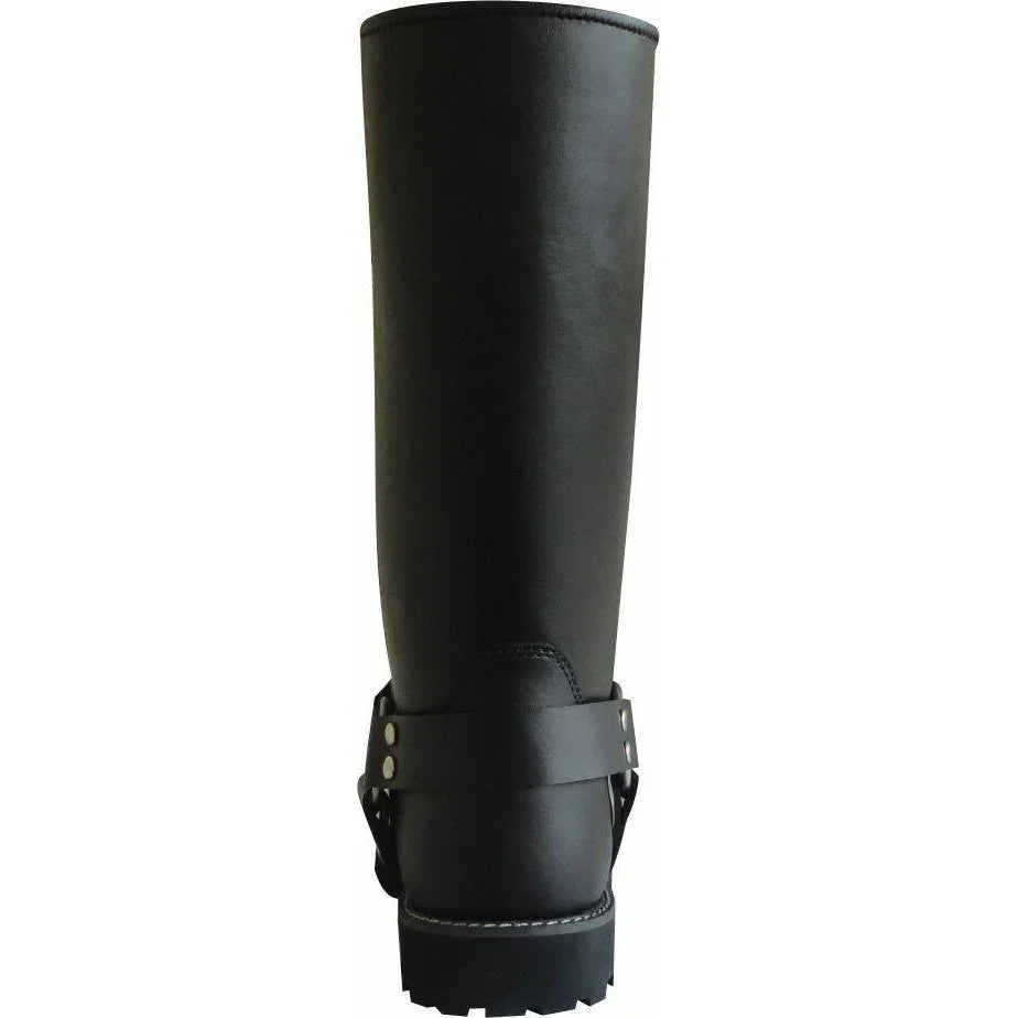 classic motorcycle leather harness biker boot antislip sole -