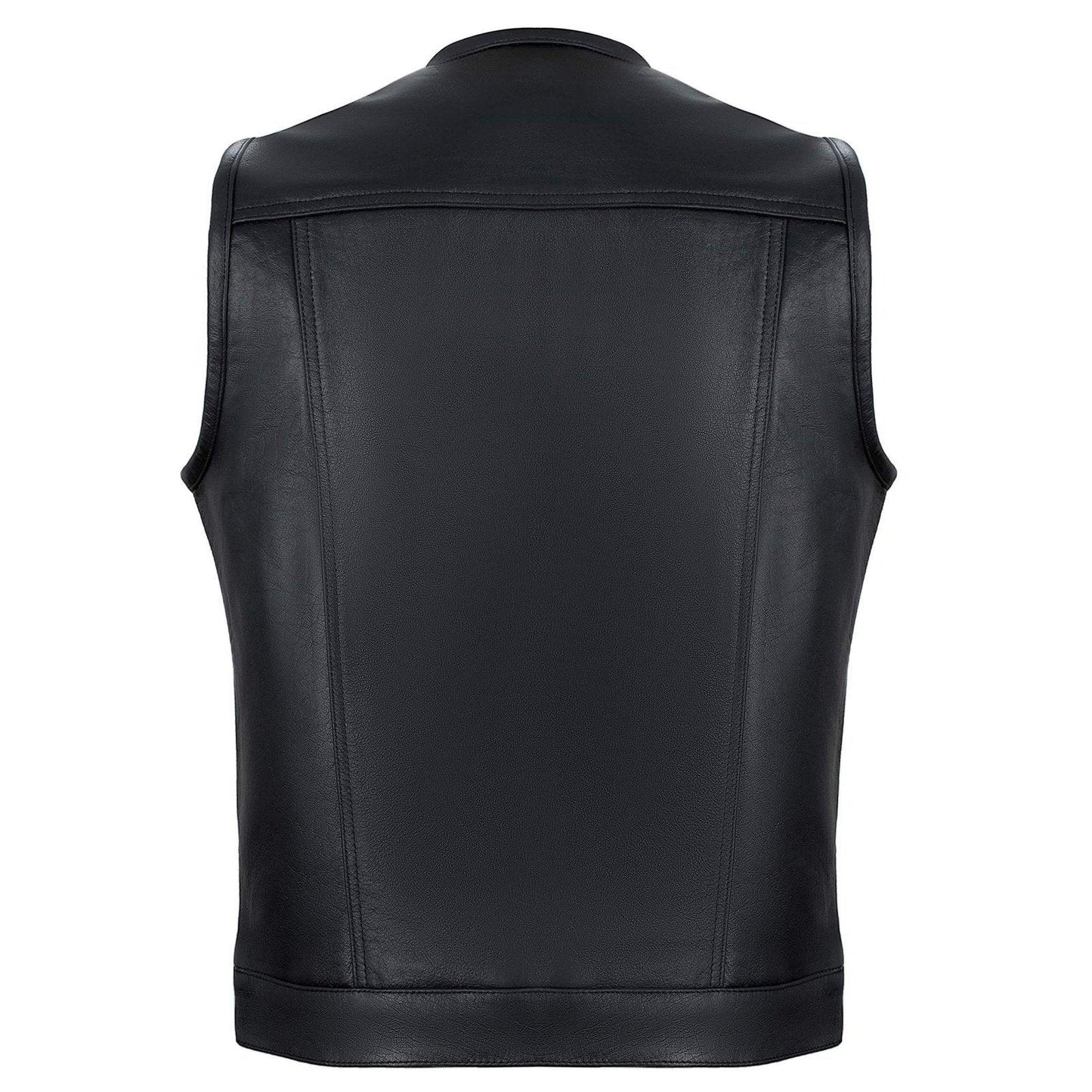 collarless sons of anarchy cut off cowhide leather vest -
