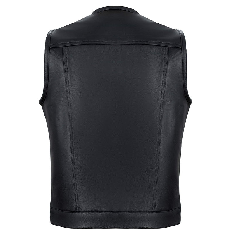 Collarless Sons of Anarchy Cut Off Cowhide Leather Vest -