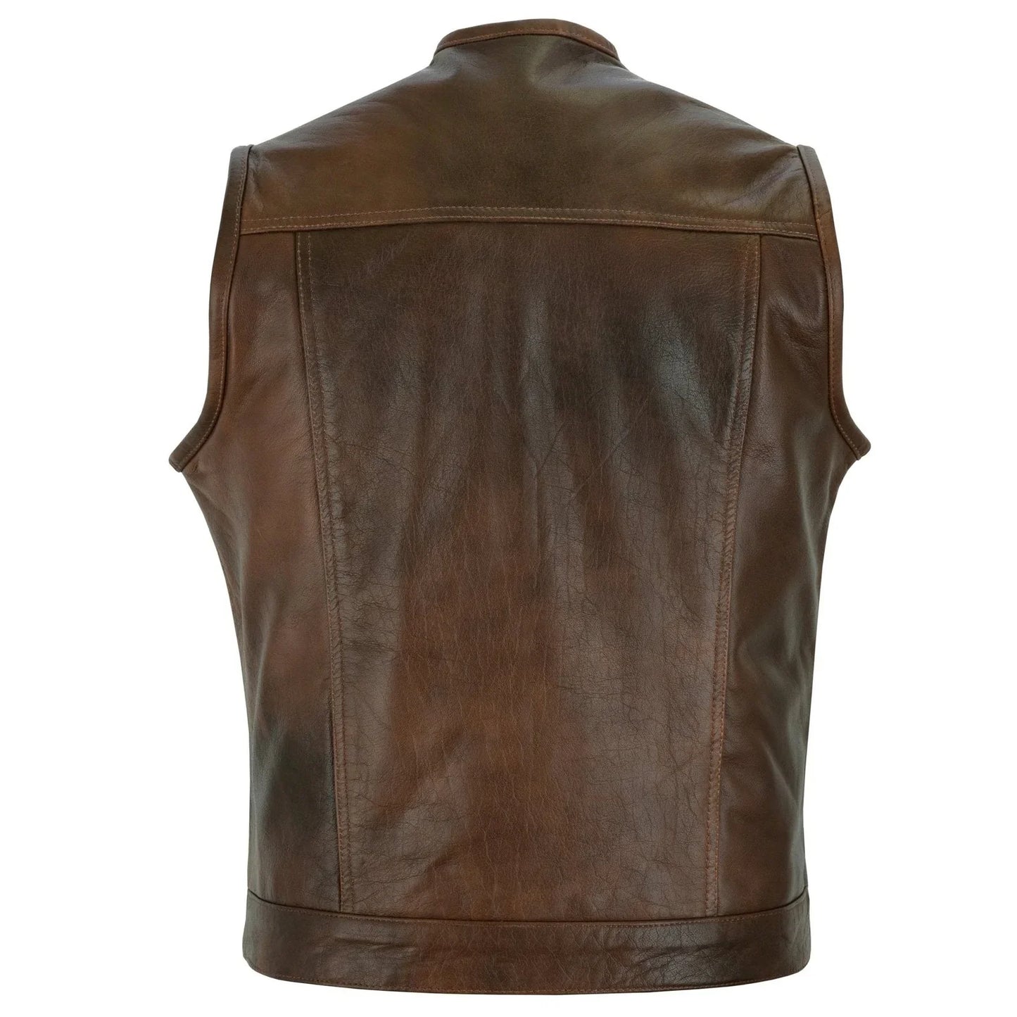 collarless sons of anarchy cut off cowhide leather vest biker motorcycle -