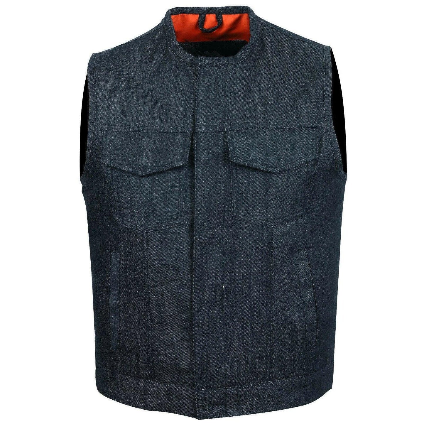 cut off black denim mens womens biker vest -