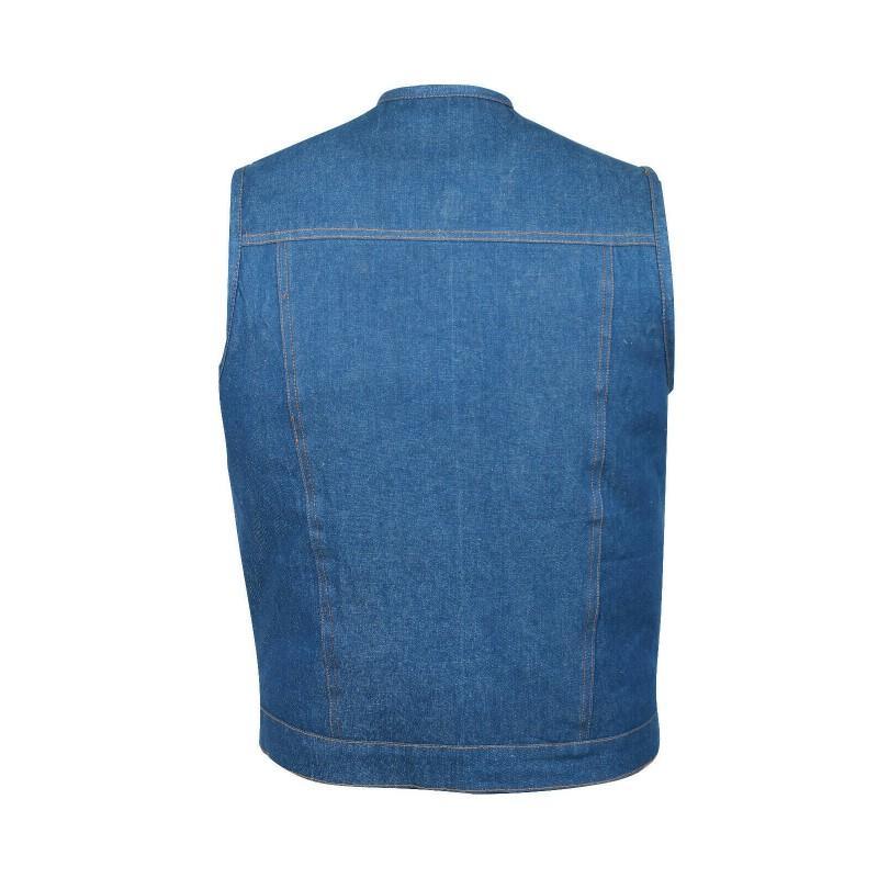 cut off blue denim mens waiscoat-gilet biker -