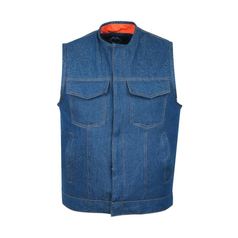 cut off blue denim mens waiscoat-gilet biker -