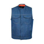 Cut off Blue Denim Mens Waiscoat-Gilet Biker -