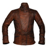 Demi Womens Ladies 3/4 Motorcycle Brown Distressed Vintage Leather Jacket -