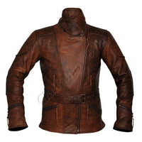 Demi Womens Ladies 3/4 Motorcycle Brown Distressed Vintage Leather Jacket -