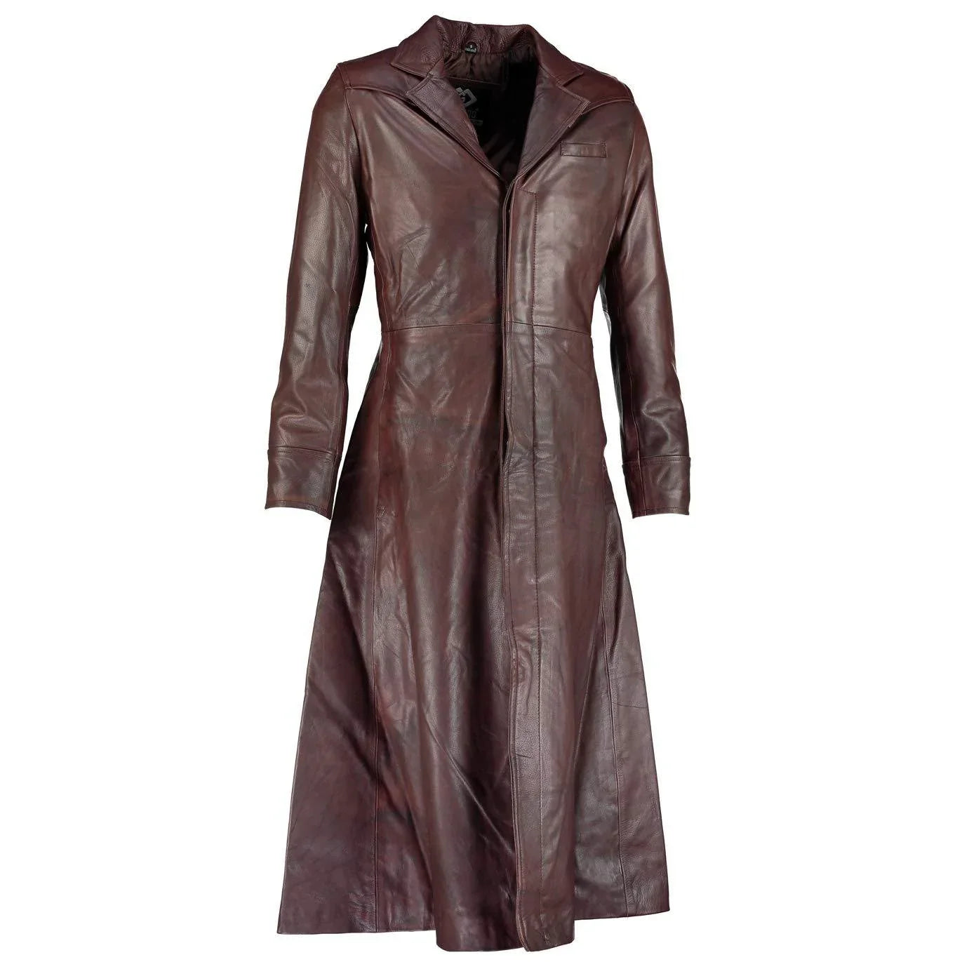 detective brown gothic long leather trench coat -