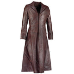 Detective Brown Gothic Long Leather Trench Coat -