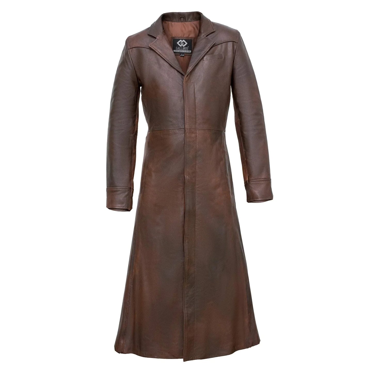 detective brown gothic long leather trench coat -