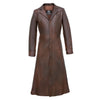 Detective Brown Gothic Long Leather Trench Coat -