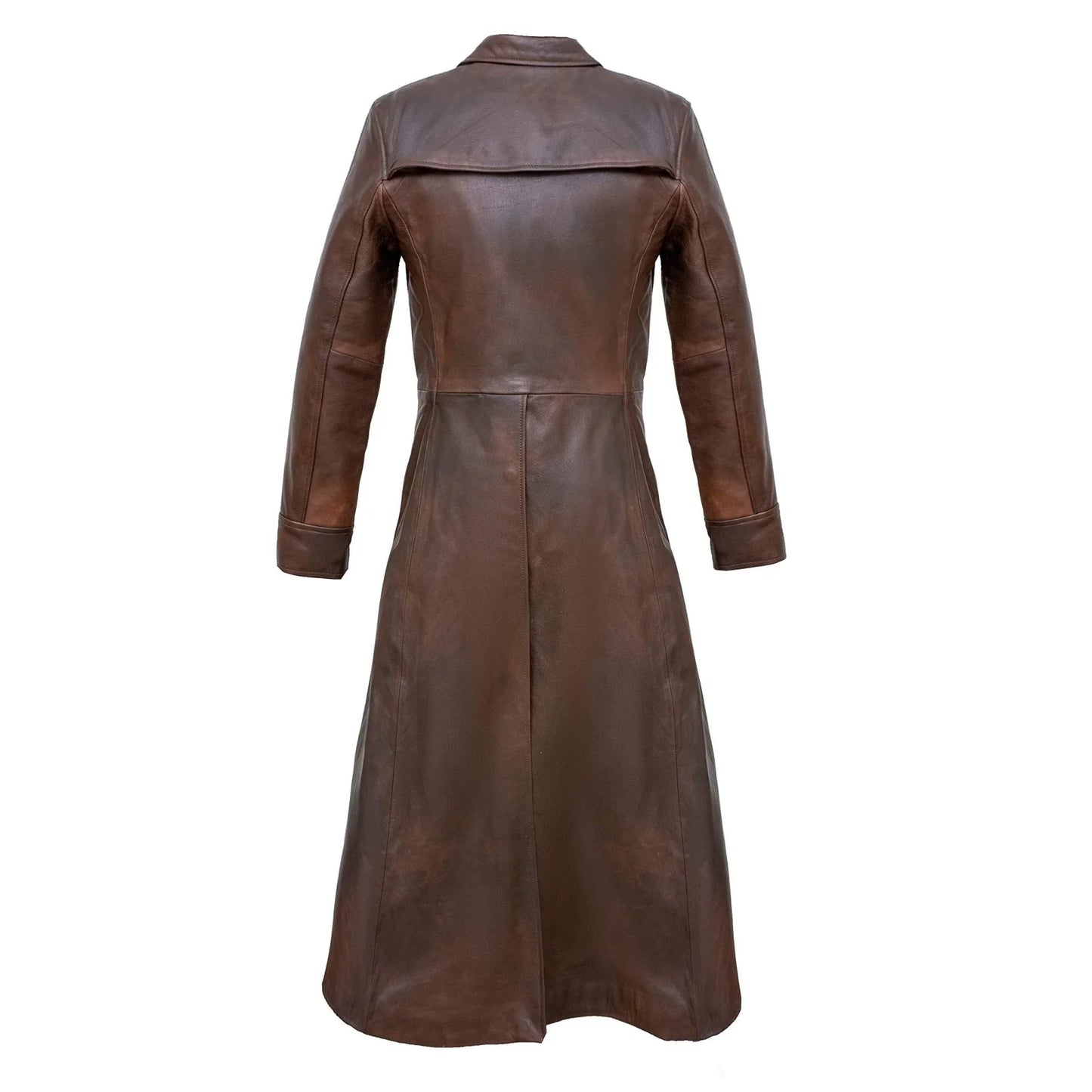 detective brown gothic long leather trench coat -