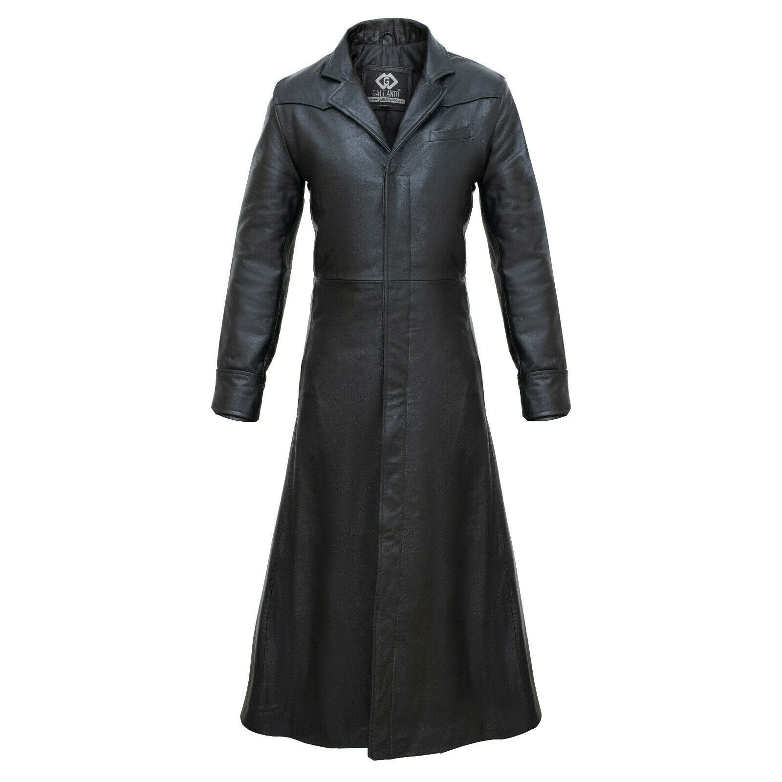 Detective Neo Matrix Style Black Gothic Style Men’s Leather Trench Lon ...