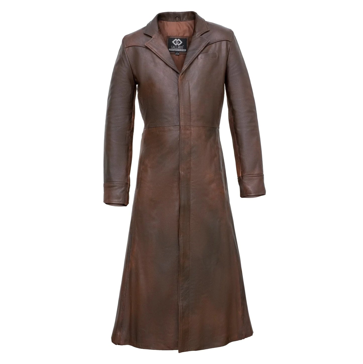 detective neo matrix style black gothic style men’s leather trench long coat -