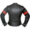 Fight Club 2 Red Striped Cafe Racer Style Retro Leather Jacket -
