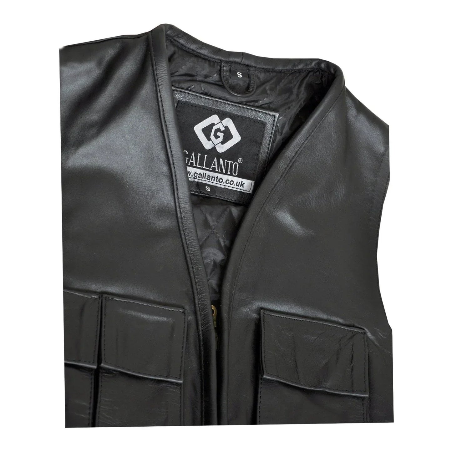 fisherman multi-pocket leather motorcycle vest -