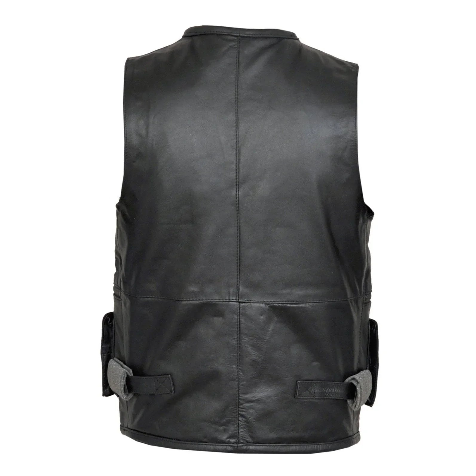 Fisherman Multi-Pocket Leather Motorcycle Vest -