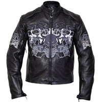 Flaming Skulls Cruiser Motorcycle Leather Jacket -