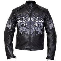 Flaming Skulls Cruiser Motorcycle Leather Jacket -