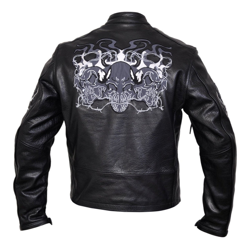 Flaming Skulls Cruiser Motorcycle Leather Jacket -
