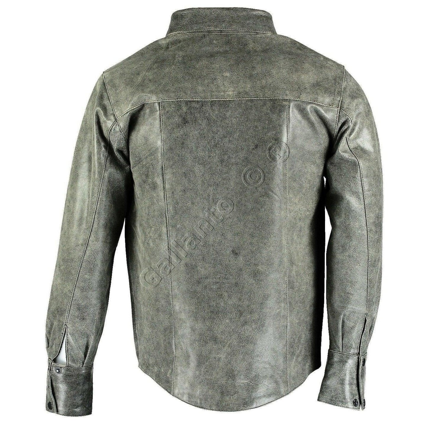 full sleeve distressed mens vintage leather shirt -