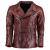 Gallanto 3/4 Red Distressed Eddie Biker Leather Jacket -