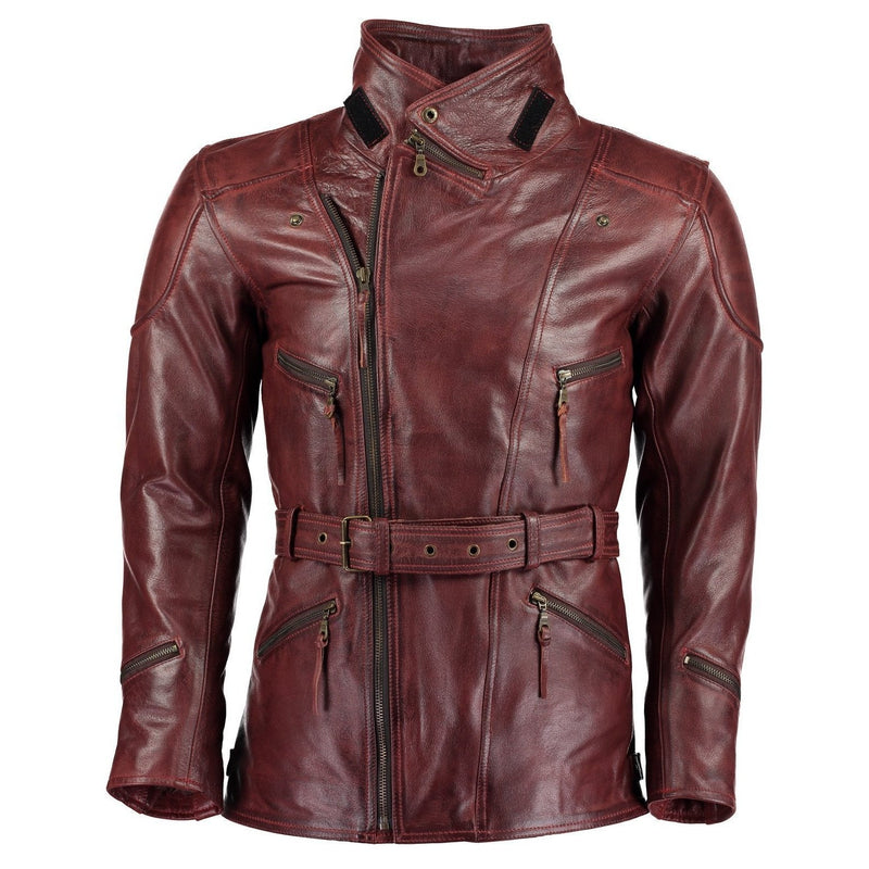 Gallanto 3/4 Red Distressed Eddie Biker Leather Jacket -