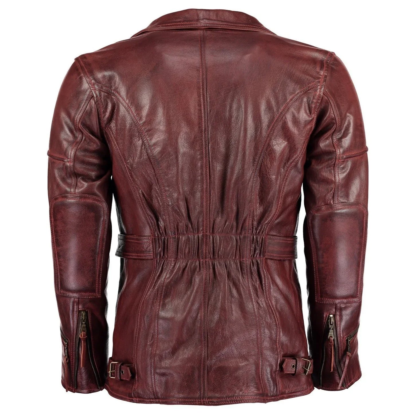gallanto 3/4 red distressed eddie biker leather jacket -