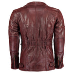 Gallanto 3/4 Red Distressed Eddie Biker Leather Jacket -