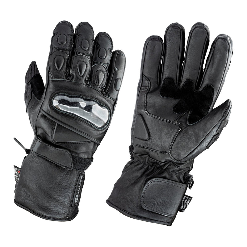 Gallanto Black Motorcycle Armoured Thinsulate Leather Gloves -