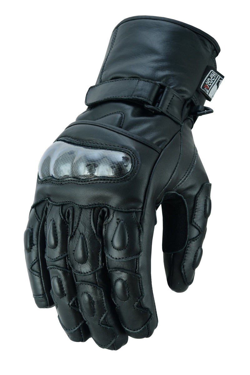 Gallanto Black Motorcycle Armoured Thinsulate Leather Gloves -