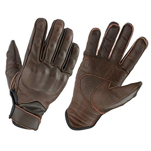 Gallanto Brown Motorcycle Armored Thinsulate Leather Winter Short Gloves Motorbike -