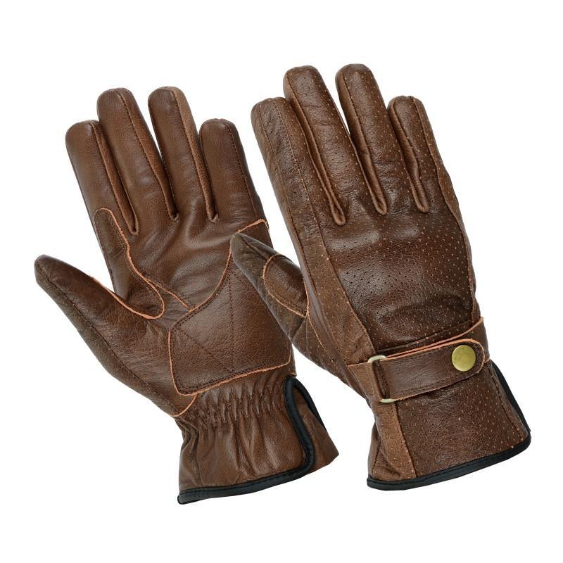 gallanto brown motorcycle armoured leather summer vented gloves -