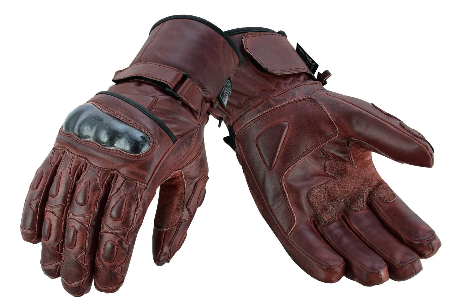 gallanto brown motorcycle armoured thinsulate leather gloves -
