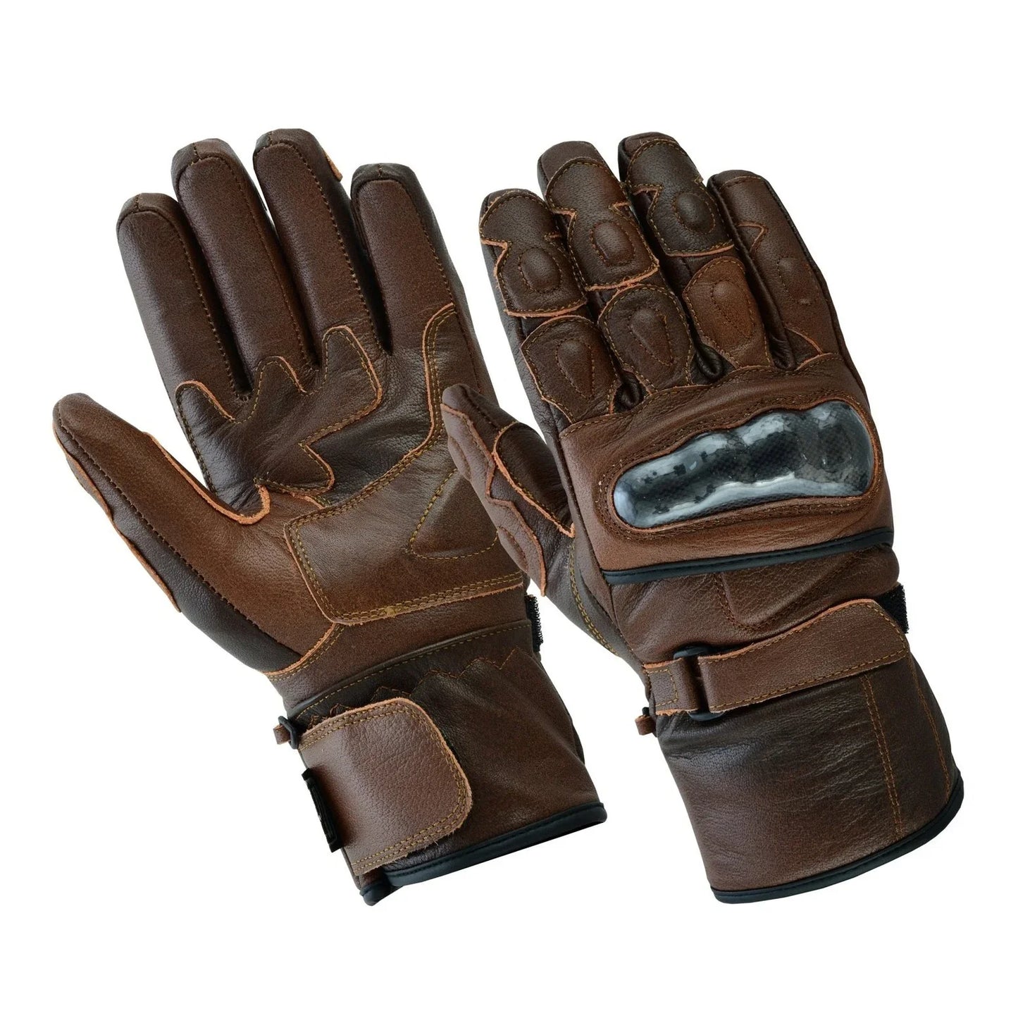 gallanto brown motorcycle armoured thinsulate leather gloves -