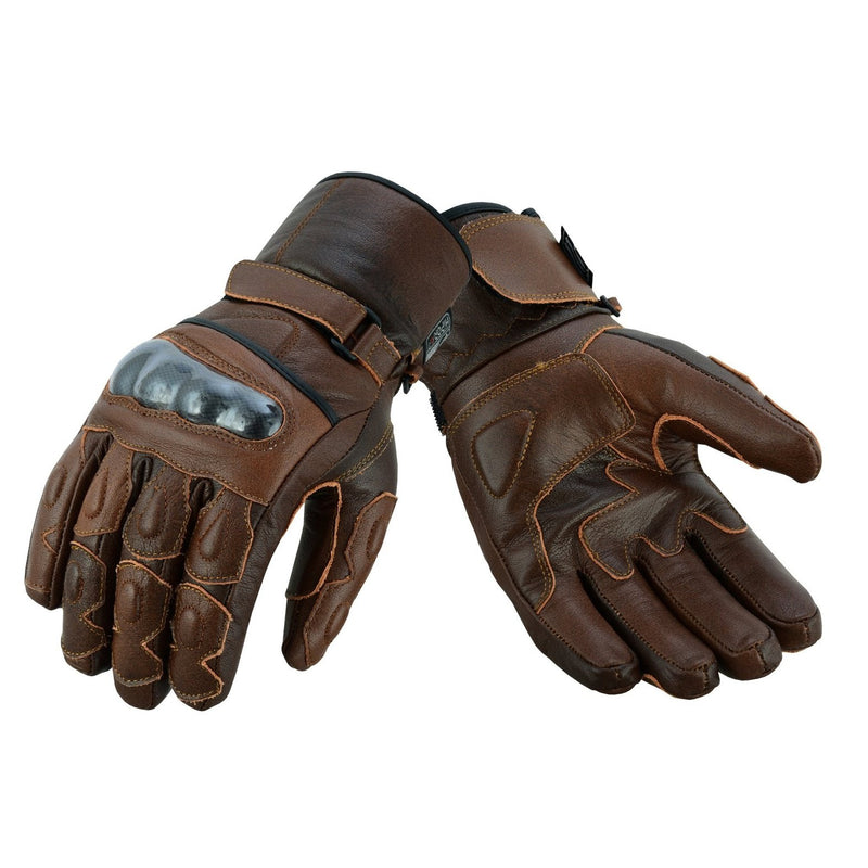 Gallanto Brown Motorcycle Armoured Thinsulate Leather Gloves -