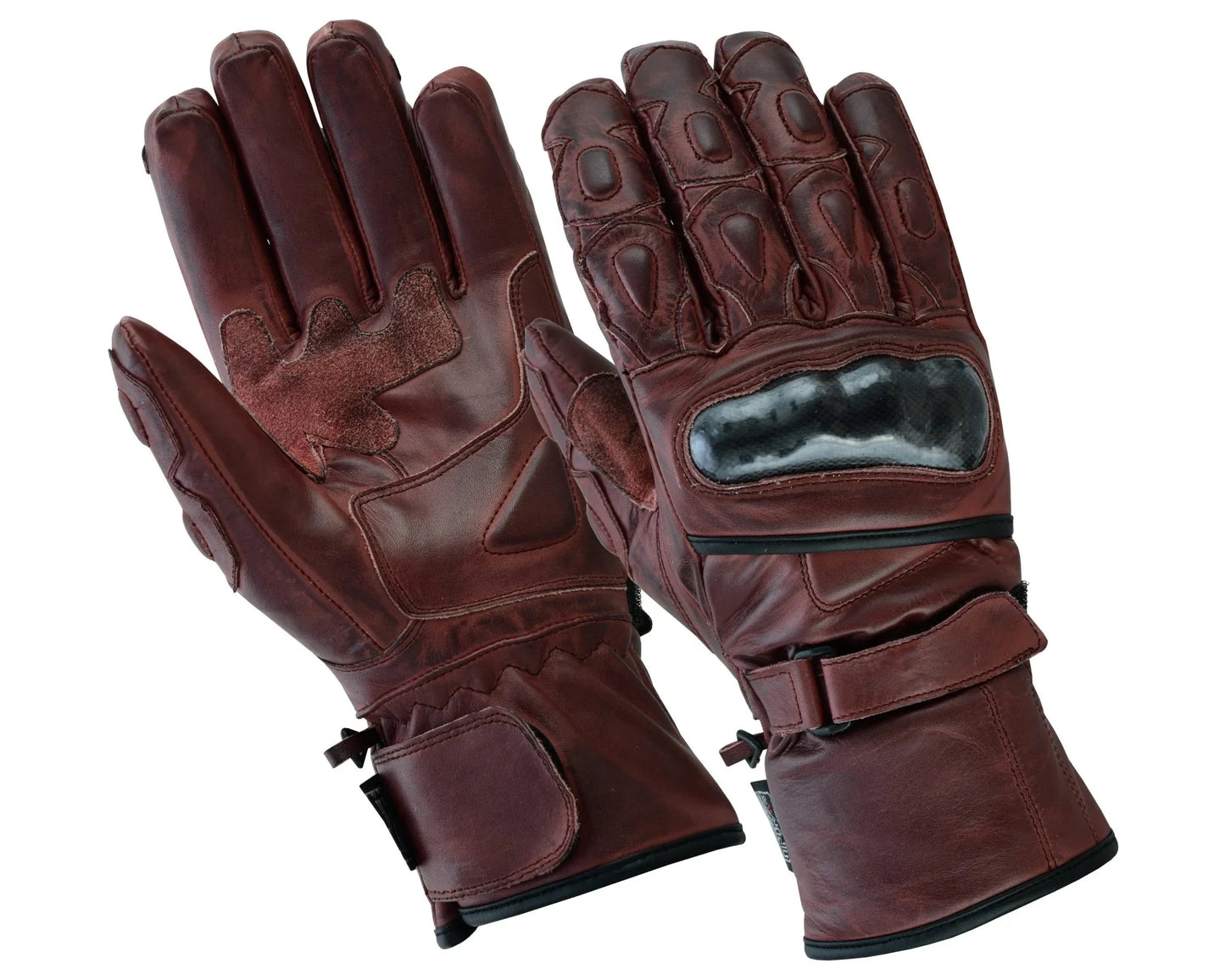 gallanto brown motorcycle armoured thinsulate leather gloves -