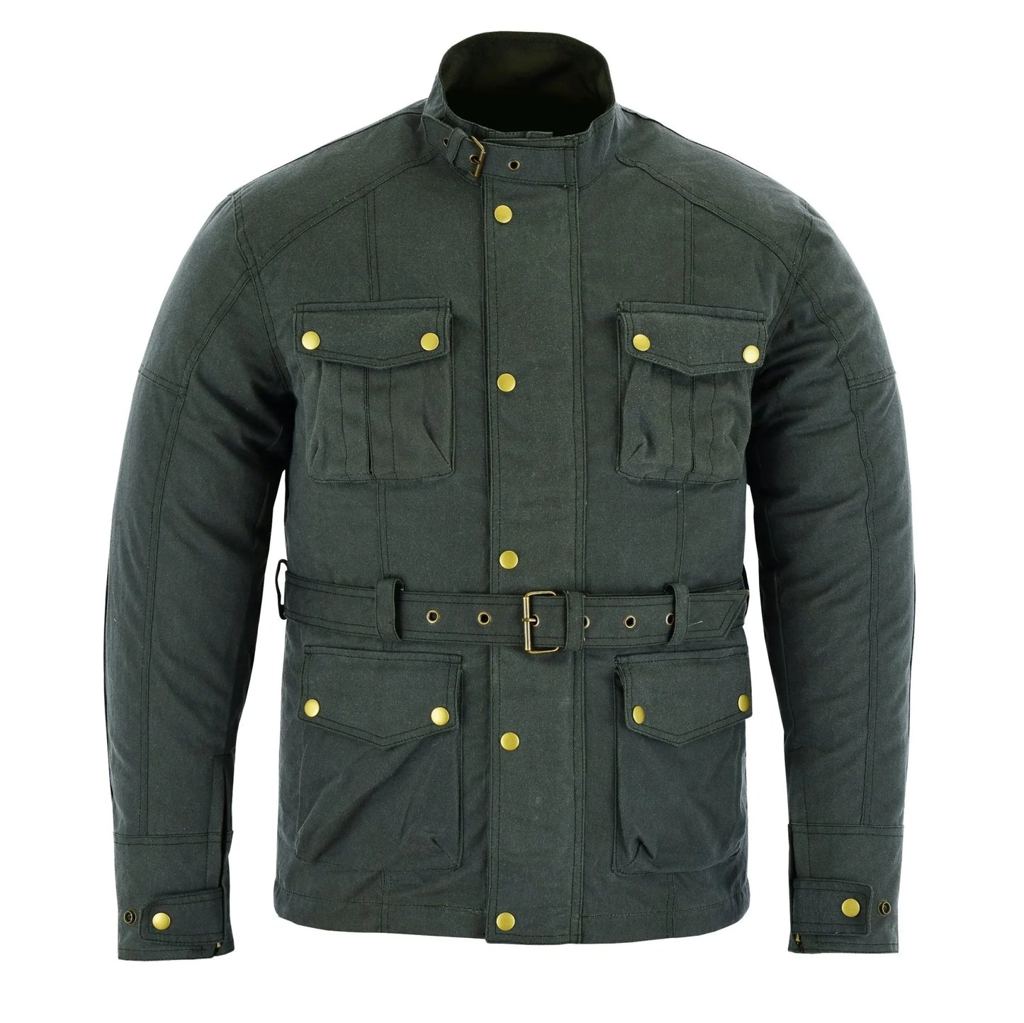 gallanto brown wax cotton armoured motorcycle biker long waterproof jacket -