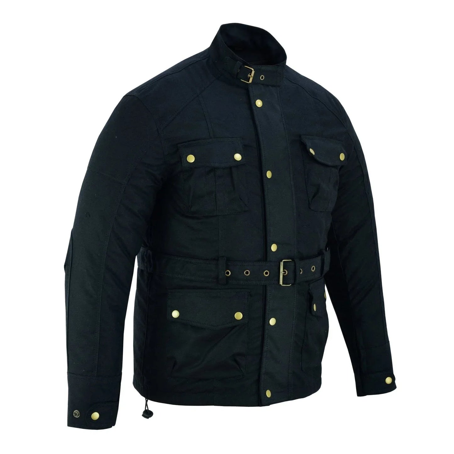 gallanto brown wax cotton armoured motorcycle biker long waterproof jacket -