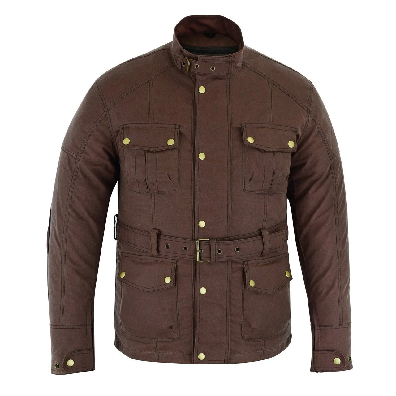 Gallanto Brown Wax Cotton Armoured Motorcycle Biker Long