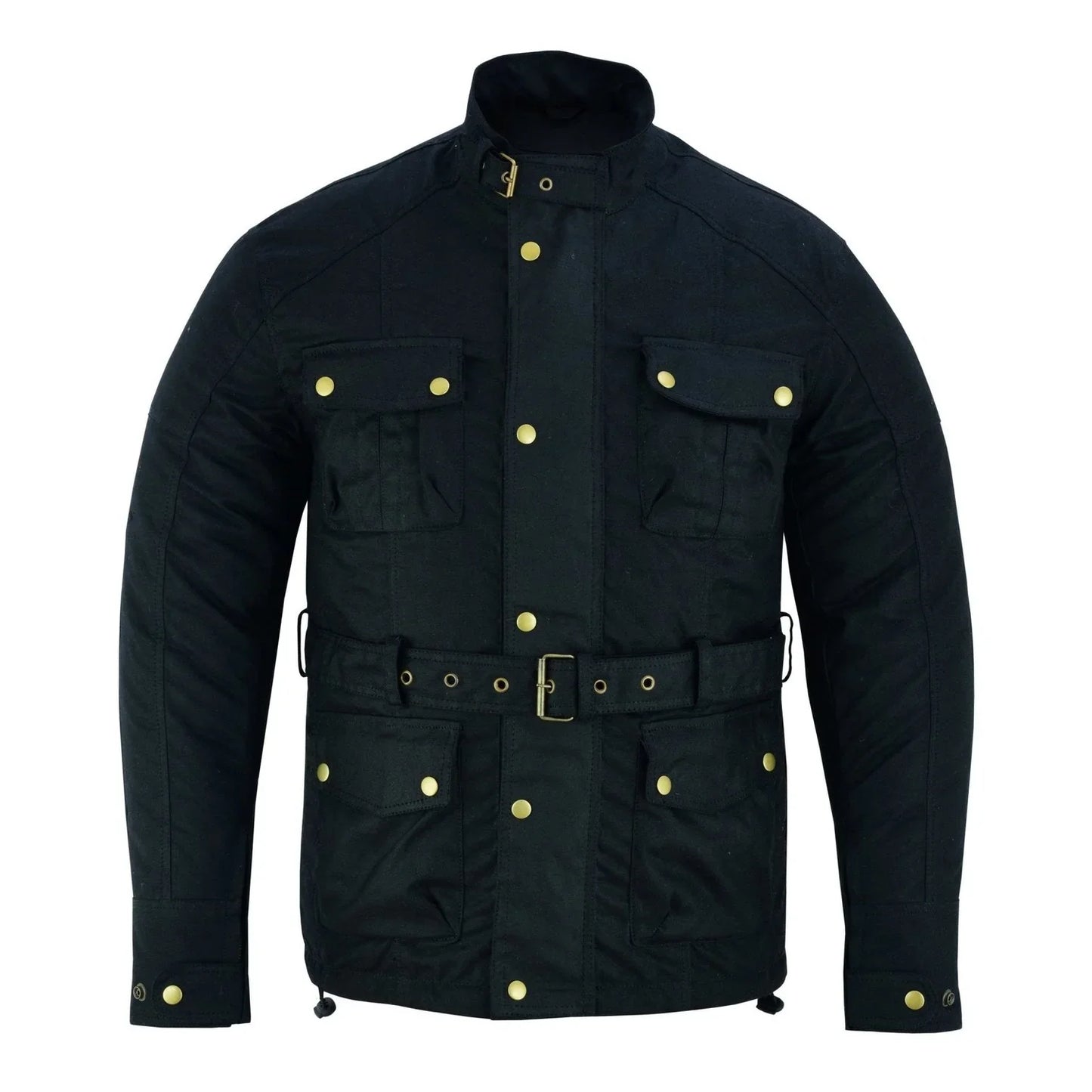 gallanto brown wax cotton armoured motorcycle biker long waterproof jacket -