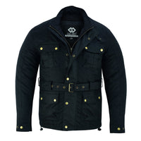 Gallanto Brown Wax Cotton Armoured Motorcycle Biker Long Waterproof Jacket -