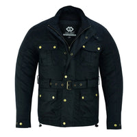Gallanto Brown Wax Cotton Armoured Motorcycle Biker Long Waterproof Jacket -